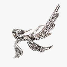 Charger l&#39;image dans la galerie, Broche Art déco signée en forme d&#39;oiseau de paradis en argent 835 et marcassites, années 1920-1930
