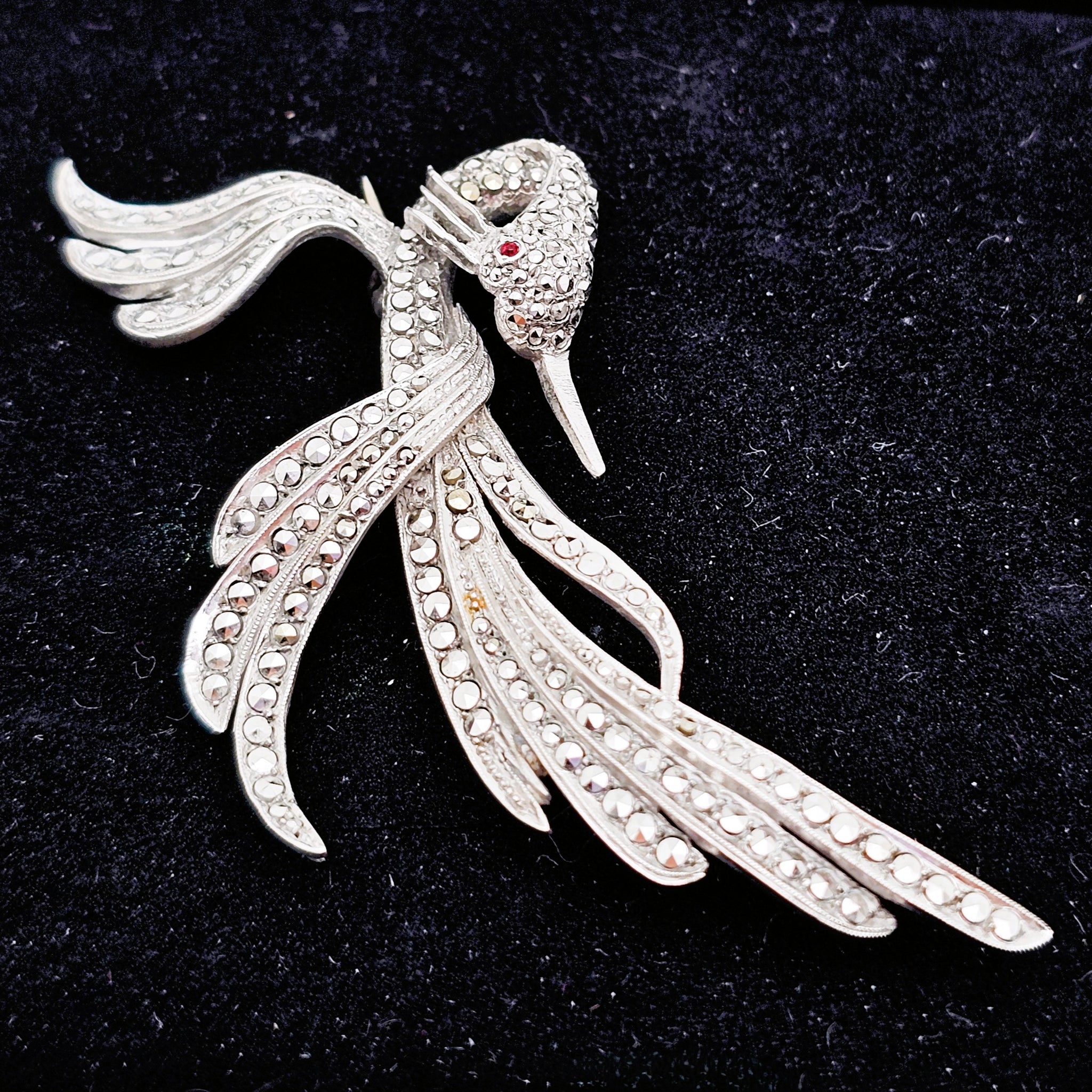 Broche Oiseau Du Paradis En Émail Bleu Cristal Plaqué Argent - Accessoire Élégant 4,5 X 3 Cm