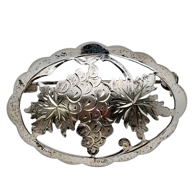 Broche ancienne à motif de vigne en argent 835, vers 1930-1950 Le Charme des Violettes - Brocante en ligne