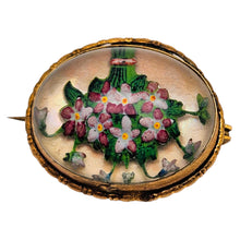 Charger l'image dans la galerie, Broche de style Essex Crystal – Bouquet de fleurs peint sous verre, vers 1880-1910 Le Charme des Violettes - Brocante en ligne
