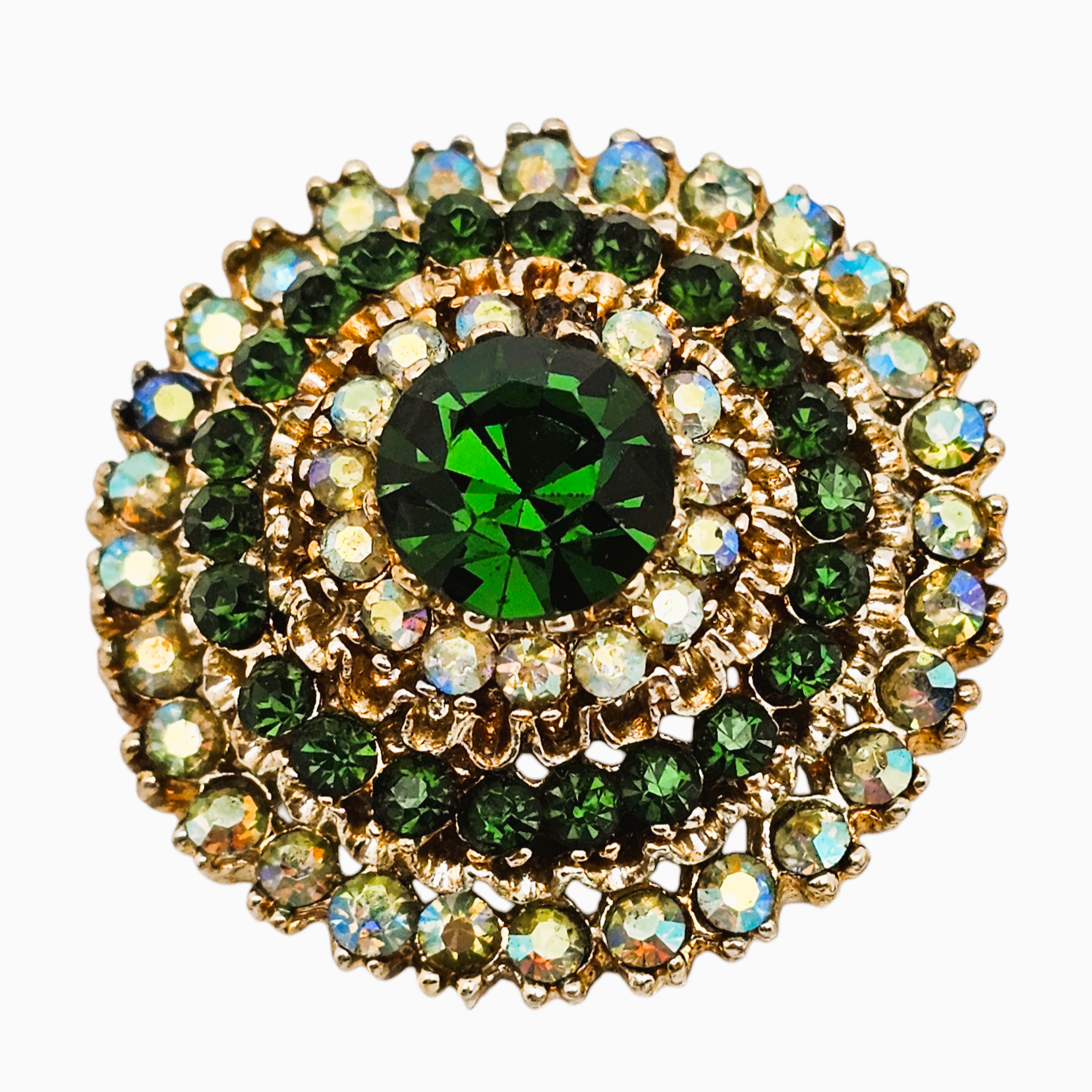 Broche vintage en strass doré - France Broche vintage en strass doré - France