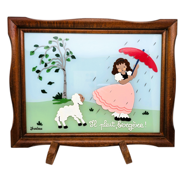 Tableau vintage peint sur verre 