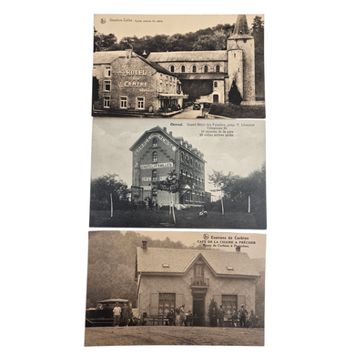 Lot de 3 cartes postales anciennes – Hôtels & cafés de Belgique (début XXe siècle) Le Charme des Violettes - Brocante en ligne