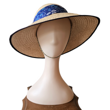 Afbeelding in Gallery-weergave laden, Chapeau de paille vintage et foulard en soie
