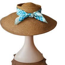 Load image into Gallery viewer, Chapeau-Capeline New Look en paille et foulard vintage, années 1950
