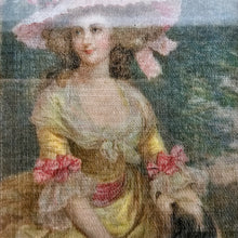Afbeelding in Gallery-weergave laden, Elégante au chien, Chromolithographie sur toile marouflée sur carton encadrée, années 1900-1910
