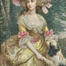 Afbeelding in Gallery-weergave laden, Elégante au chien, Chromolithographie sur toile marouflée sur carton encadrée, années 1900-1910
