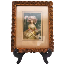 Afbeelding in Gallery-weergave laden, Elégante au chien, Chromolithographie sur toile marouflée sur carton encadrée, années 1900-1910
