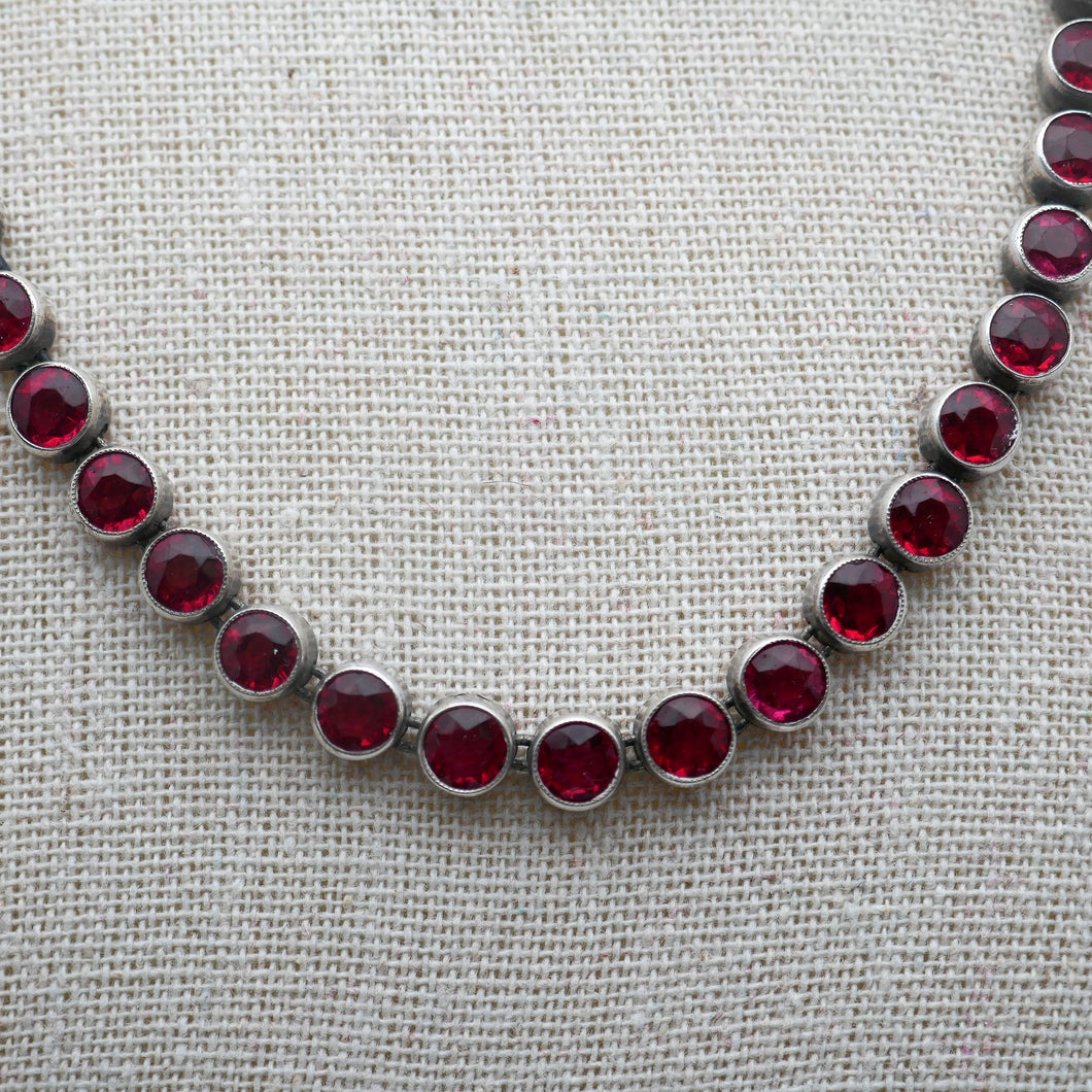 Old garnet and sterling silver necklace