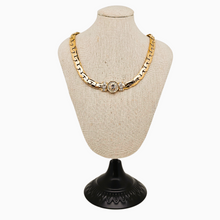 Charger l&#39;image dans la galerie, Collier vintage en métal doré et strass, années 1980 Le Charme des Violettes - Brocante en ligne
