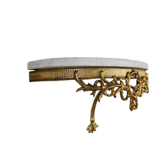 Load image into Gallery viewer, Antique Louis XVI style wall light console in veined white marble and gilded bronze
