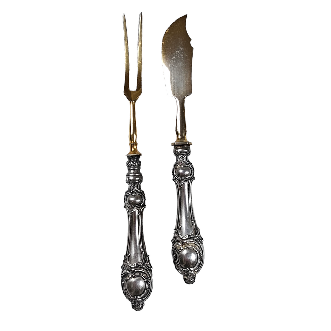 Pair of fish service cutlery in 800 silver-filled silver