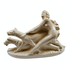 Load image into Gallery viewer, Fontinelle. “Greyhound Lady”. Art Deco sculpture in cracked ceramic
