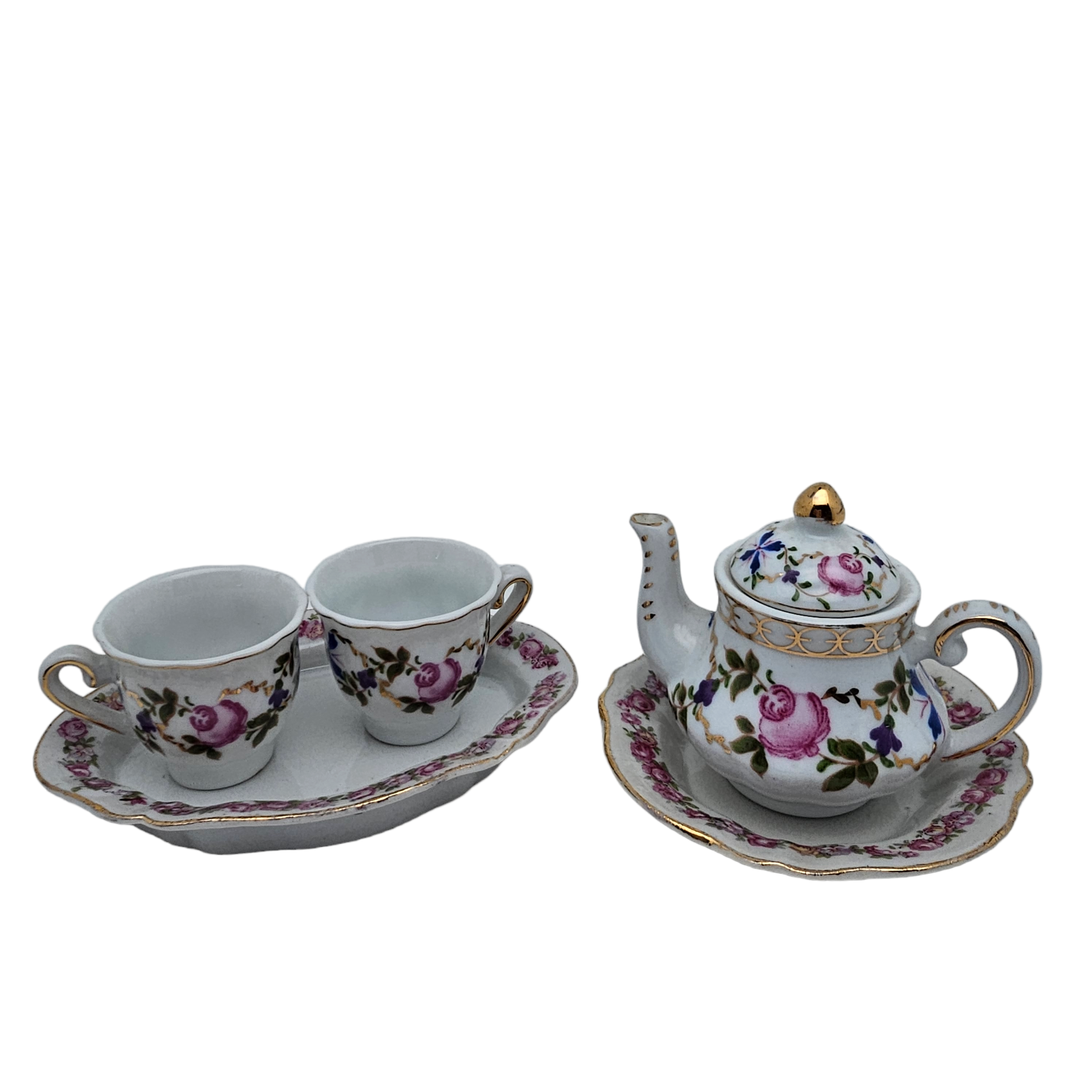 assiette de dinette ancienne en porcelaine, decor de roses assiette de dinette ancienne en porcelaine, decor de roses