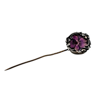 Charger l'image dans la galerie, Épingle Art nouveau en métal argenté et laiton – motif violette, début XXè siècle Le Charme des Violettes - Brocante en ligne
