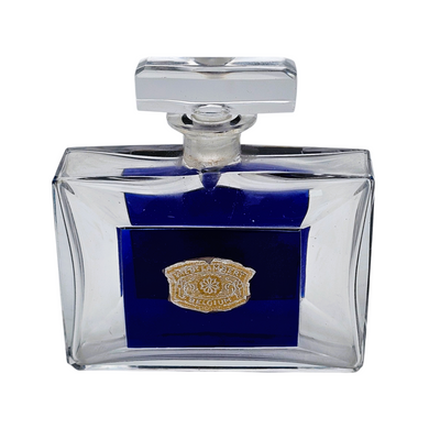 Val Saint Lambert, Flacon à parfum Art Déco en cristal bleu cobalt, années 1930-1940 Le Charme des Violettes - Brocante en ligne