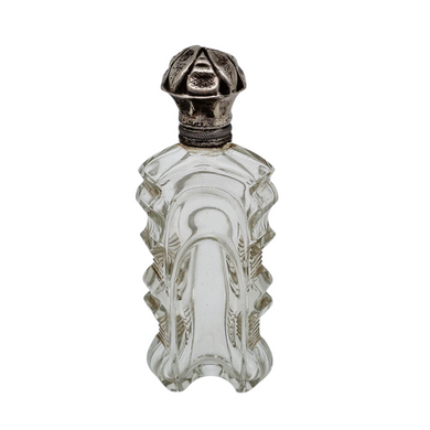 Flacon ancien à sels ou à parfum en verre moulé et monture en métal argenté, vers 1890/1910 Le Charme des Violettes - Brocante en ligne