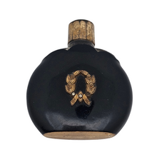 Charger l'image dans la galerie, Petit flacon à parfum Art déco en verre laqué noir &amp; décor doré, années 1920-1930 Le Charme des Violettes - Brocante en ligne
