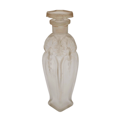 Legras & Cie (attribué à), Flacon à parfum Art nouveau à la libellule en verre sablé moulé, vers 1905-1915 Le Charme des Violettes - Brocante en ligne