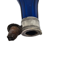 Load image into Gallery viewer, Drop-shaped blue cut crystal salt bottle, with its silver cap, 19th century
