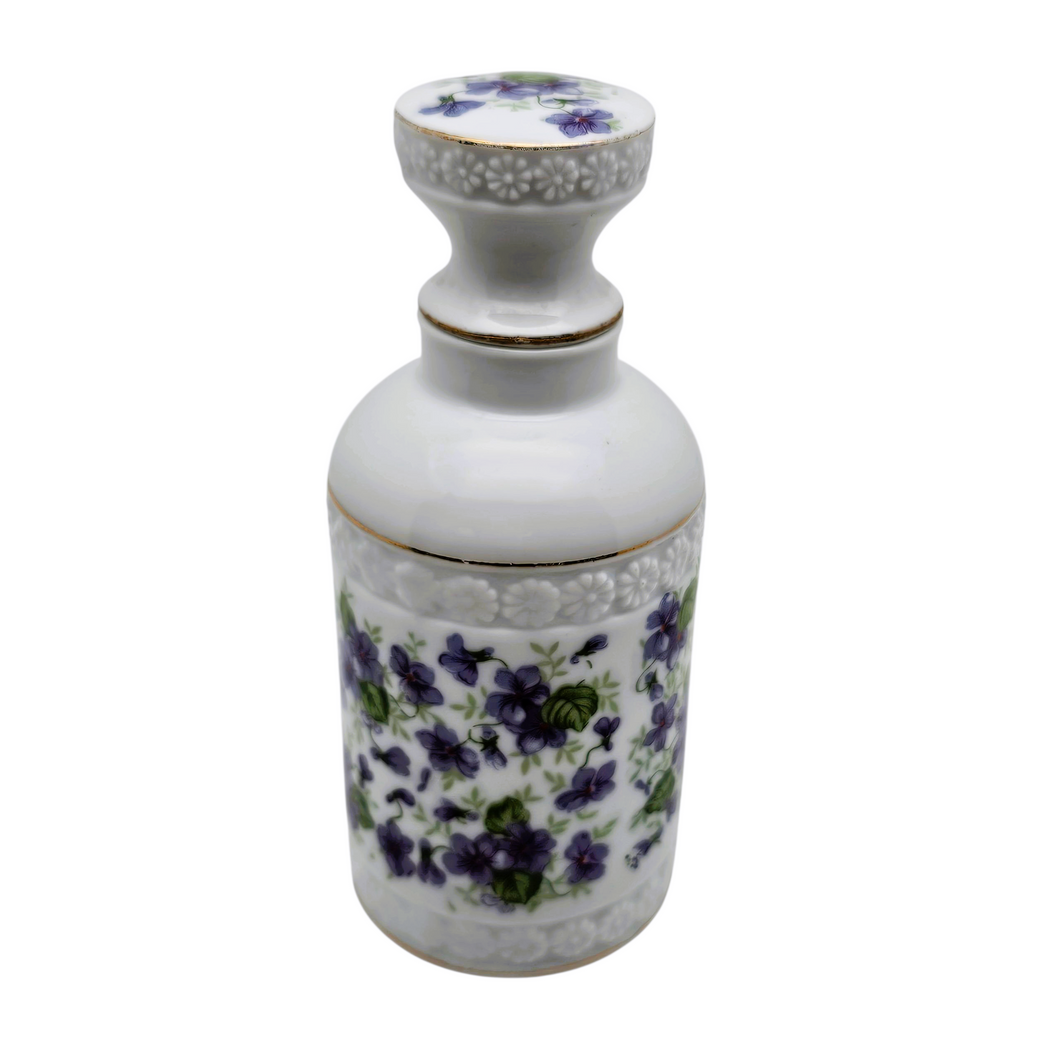 Flacon à parfum aux violettes en porcelaine, années 1920-1935