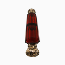 Load image into Gallery viewer, Victorian double perfume bottle in ruby ​​red cut crystal and chiseled silver-gilt, 1880-1890
