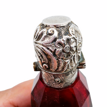 Load image into Gallery viewer, Victorian double perfume and salt bottle in ruby ​​red cut crystal and chased silver, 1880-1890
