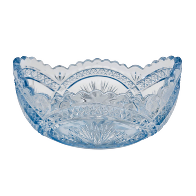 Jardinière Art déco en verre bleu taillé dans le goût du Luxval, Val Saint Lambert, vers 1935-1950 Le Charme des Violettes - Brocante en ligne