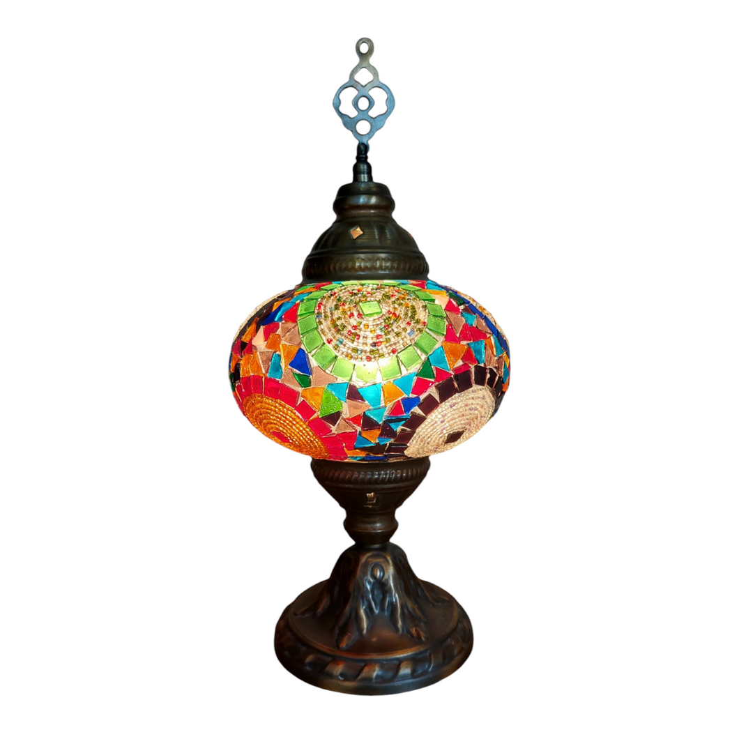 Vintage Turkish lamp in glass mosaic and multi-colored beads