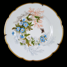 Charger l&#39;image dans la galerie, CFH Haviland Limoges fin XIXème. Paire d&#39;assiettes à suspendre à motifs de fleurs, hirondelles et papillons

