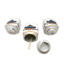 Load image into Gallery viewer, Ménagère trio Art déco, sel, poivre et moutarde, en porcelaine, années 1925
