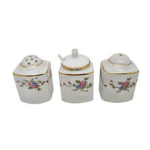 Load image into Gallery viewer, Ménagère trio Art déco, sel, poivre et moutarde, en porcelaine, années 1925
