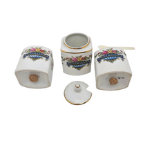 Load image into Gallery viewer, Ménagère trio Art déco, sel, poivre et moutarde, en porcelaine, années 1925
