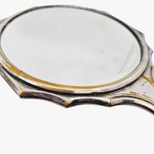 Load image into Gallery viewer, Miroir à main biseauté en métal argenté, années 1940-1950
