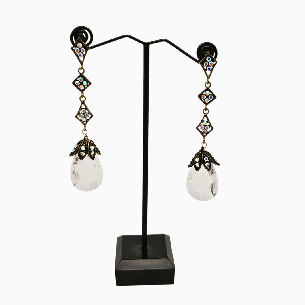 Pendants d'oreilles au charme rétro en métal et résine, années 1970-1980