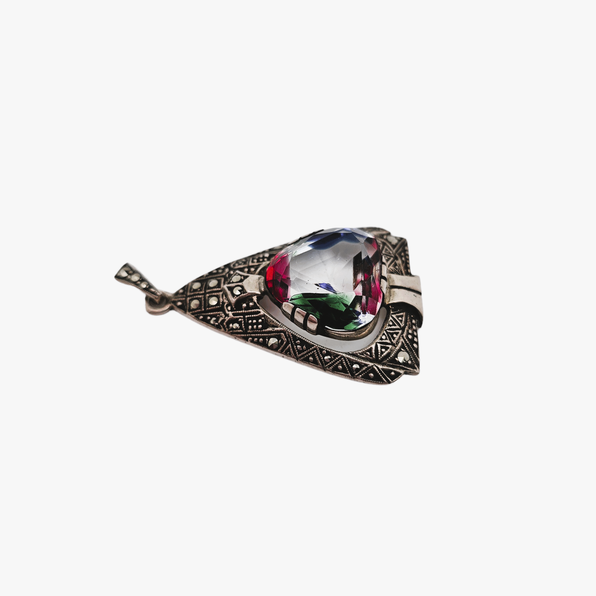 Pendentif Art Déco Diamants, Platine Et Chaîne En Platine