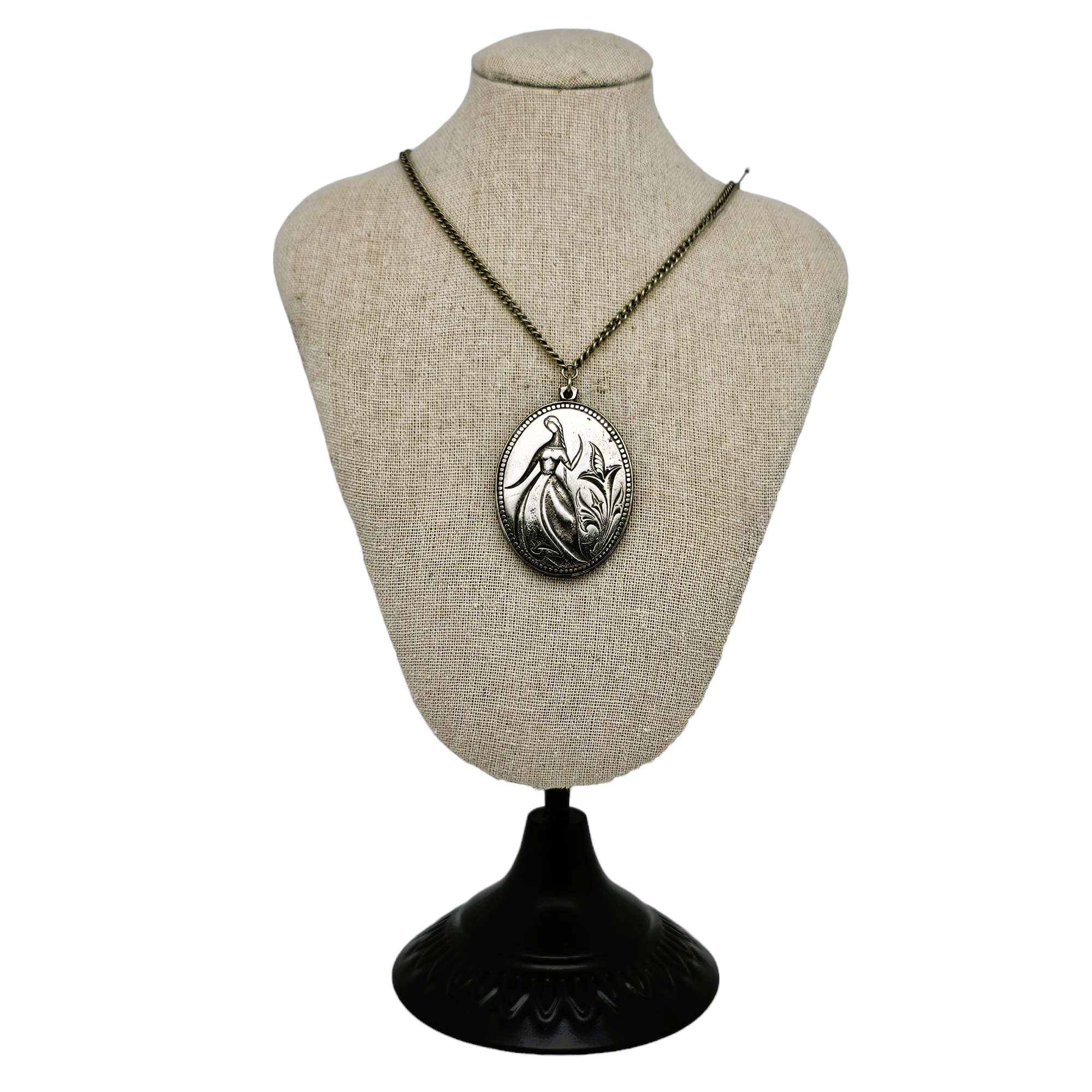 Pendentif En Métal Argenté Signe De La Paix - Style Années 70, Occasion Vintage
