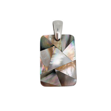 Load image into Gallery viewer, Pendentif en mosaïque de nacre et bélière en argent 925, années 1990-2010 Le Charme des Violettes - Brocante en ligne
