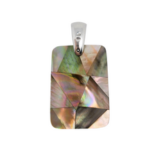 Load image into Gallery viewer, Pendentif en mosaïque de nacre et bélière en argent 925, années 1990-2010 Le Charme des Violettes - Brocante en ligne
