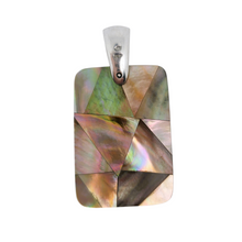 Load image into Gallery viewer, Pendentif en mosaïque de nacre et bélière en argent 925, années 1990-2010 Le Charme des Violettes - Brocante en ligne
