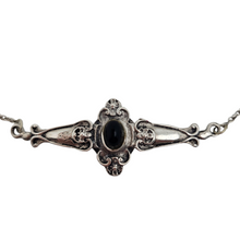 Charger l&#39;image dans la galerie, Collier en argent et onyx noir d&#39;inspiration Art Nouveau, XXè
