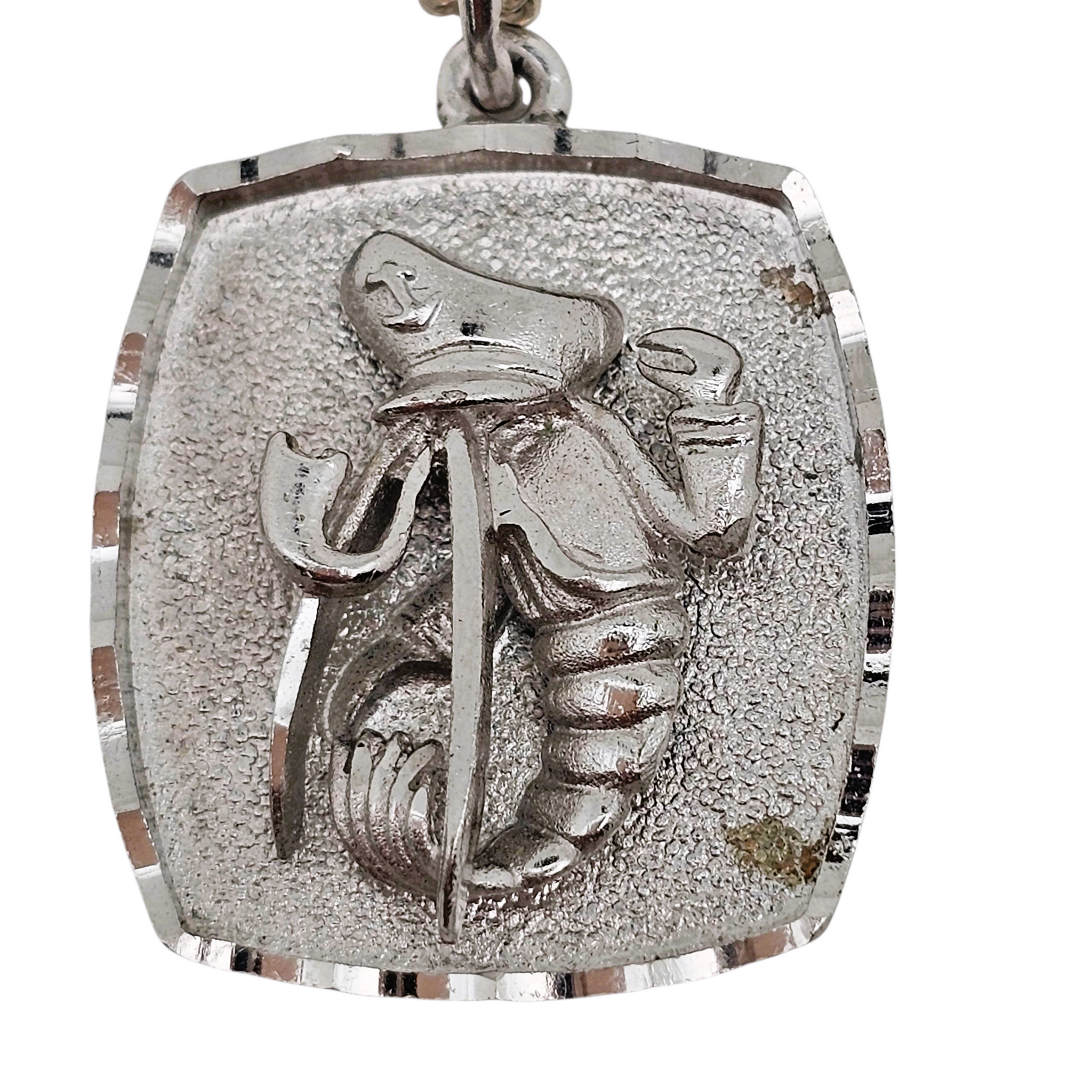 Pendentif En Métal Argenté Signe De La Paix - Style Années 70, Occasion Vintage