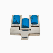 Load image into Gallery viewer, Designer silver pendant set with turquoise and its matching chain
