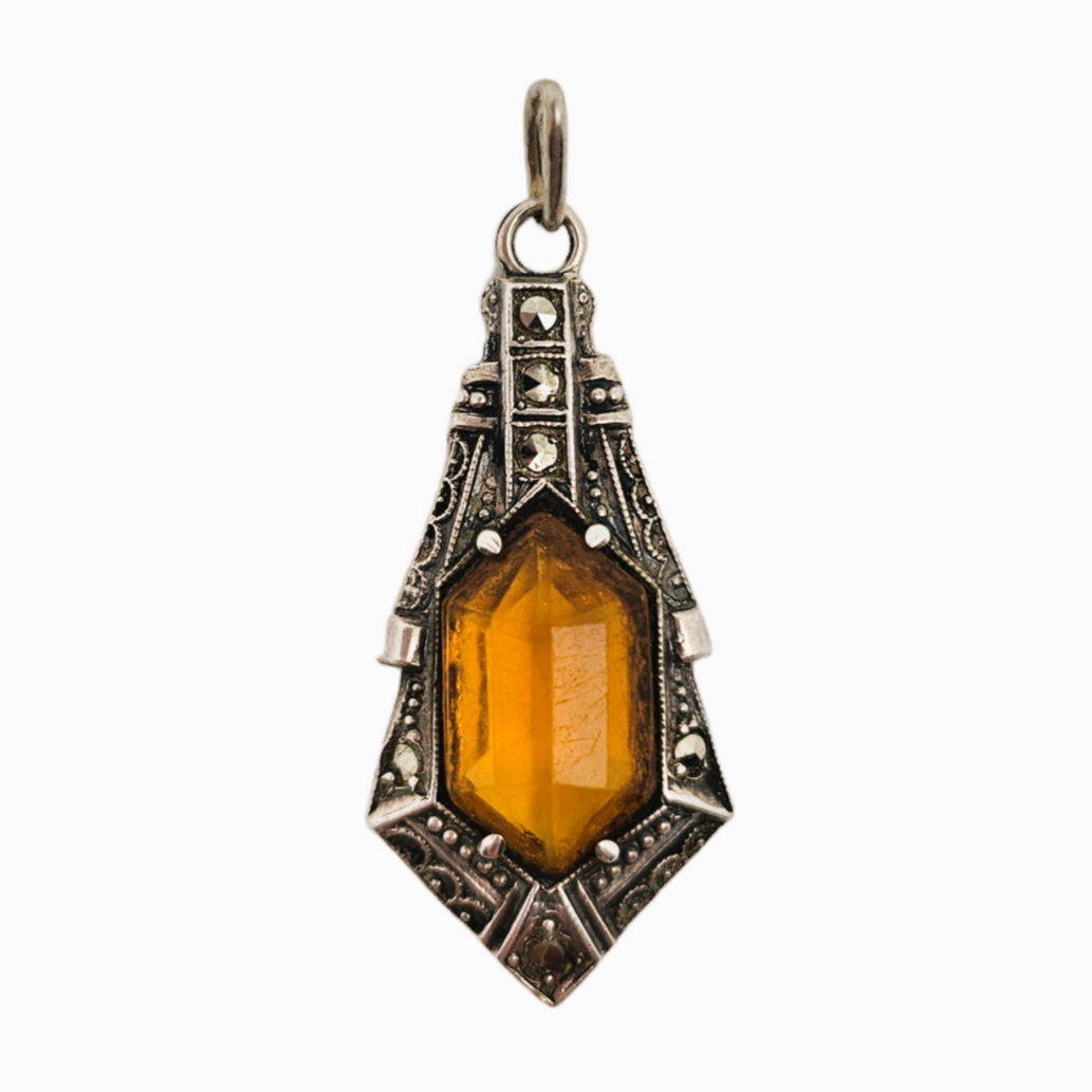 Art Deco pendant in 830 silver set with marcasites, 1920s-1930s