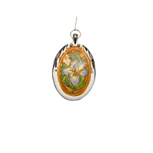 Afbeelding in Gallery-weergave laden, Pendentif Art nouveau en porcelaine, motif à l&#39;iris, années 1900
