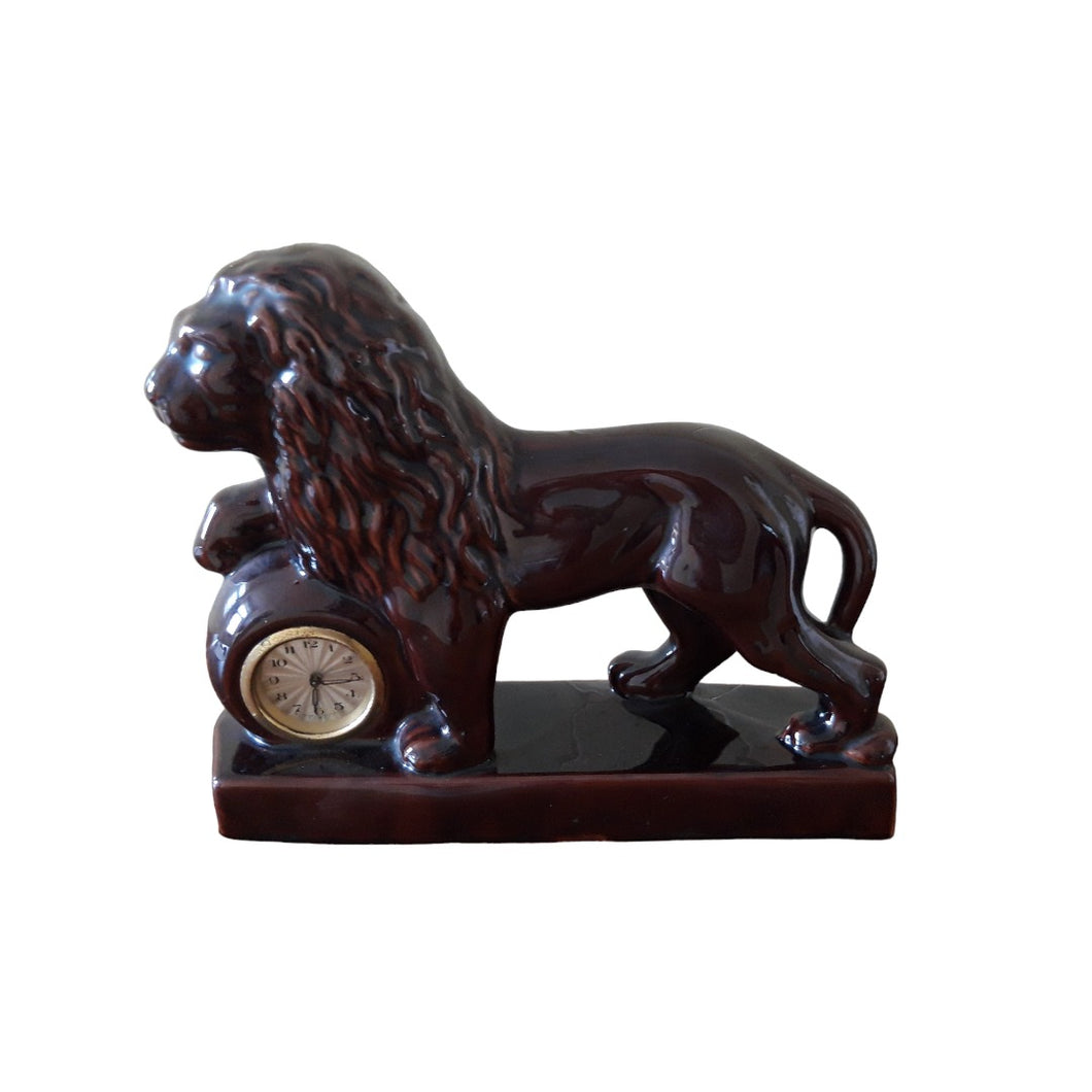 S&G, Scheurich & Greulich. Pendule lion vintage en céramique allemande