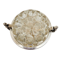Load image into Gallery viewer, Pique-fleurs vase VMC Reims en verre moulé-pressé et métal argenté à angelots – France, vers 1930-1950 Le Charme des Violettes - Brocante en ligne
