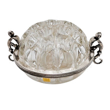 Load image into Gallery viewer, Pique-fleurs vase VMC Reims en verre moulé-pressé et métal argenté à angelots – France, vers 1930-1950 Le Charme des Violettes - Brocante en ligne
