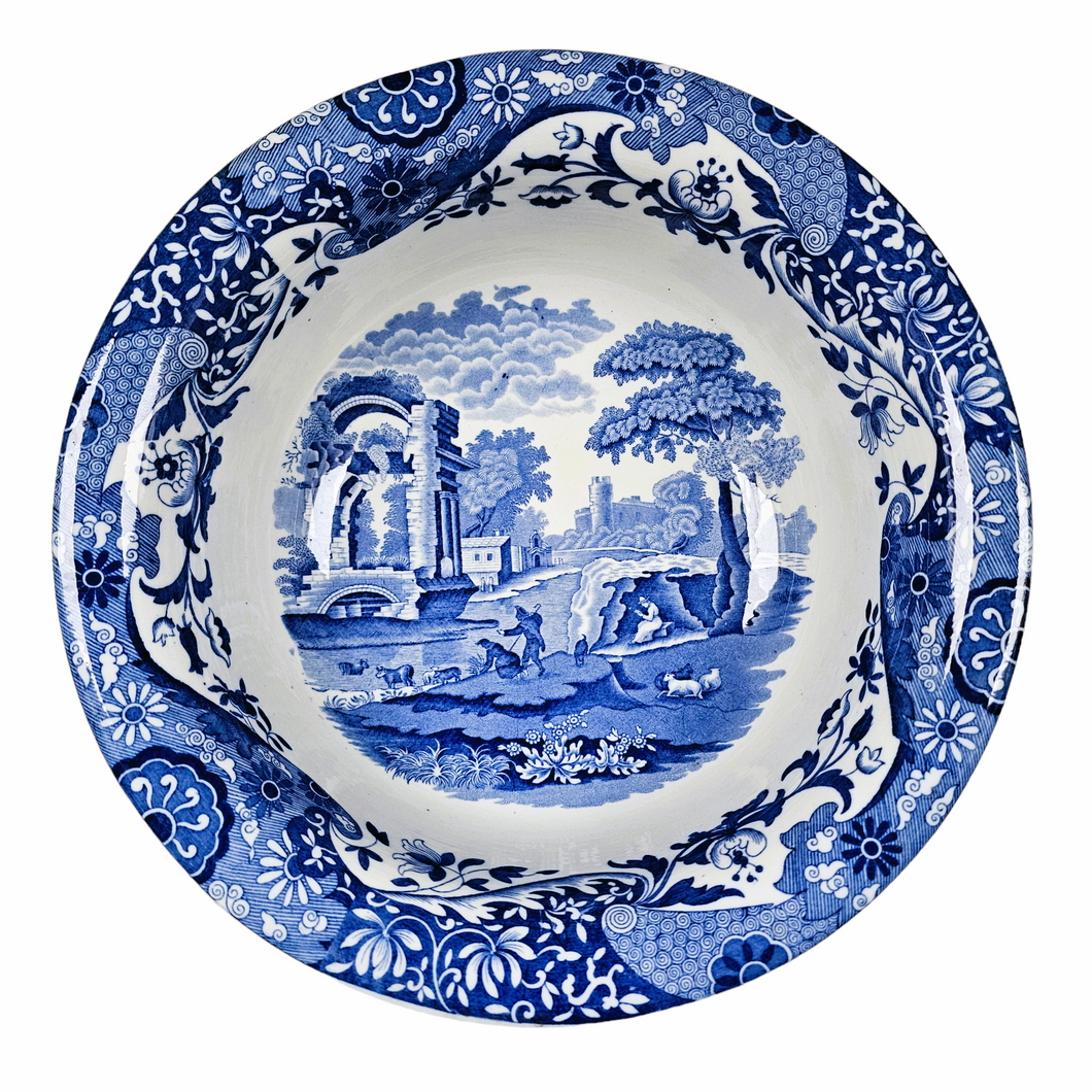 Copeland Spode's Italian England. Grand plat de service bleu et blanc en porcelaine fine, année 1923