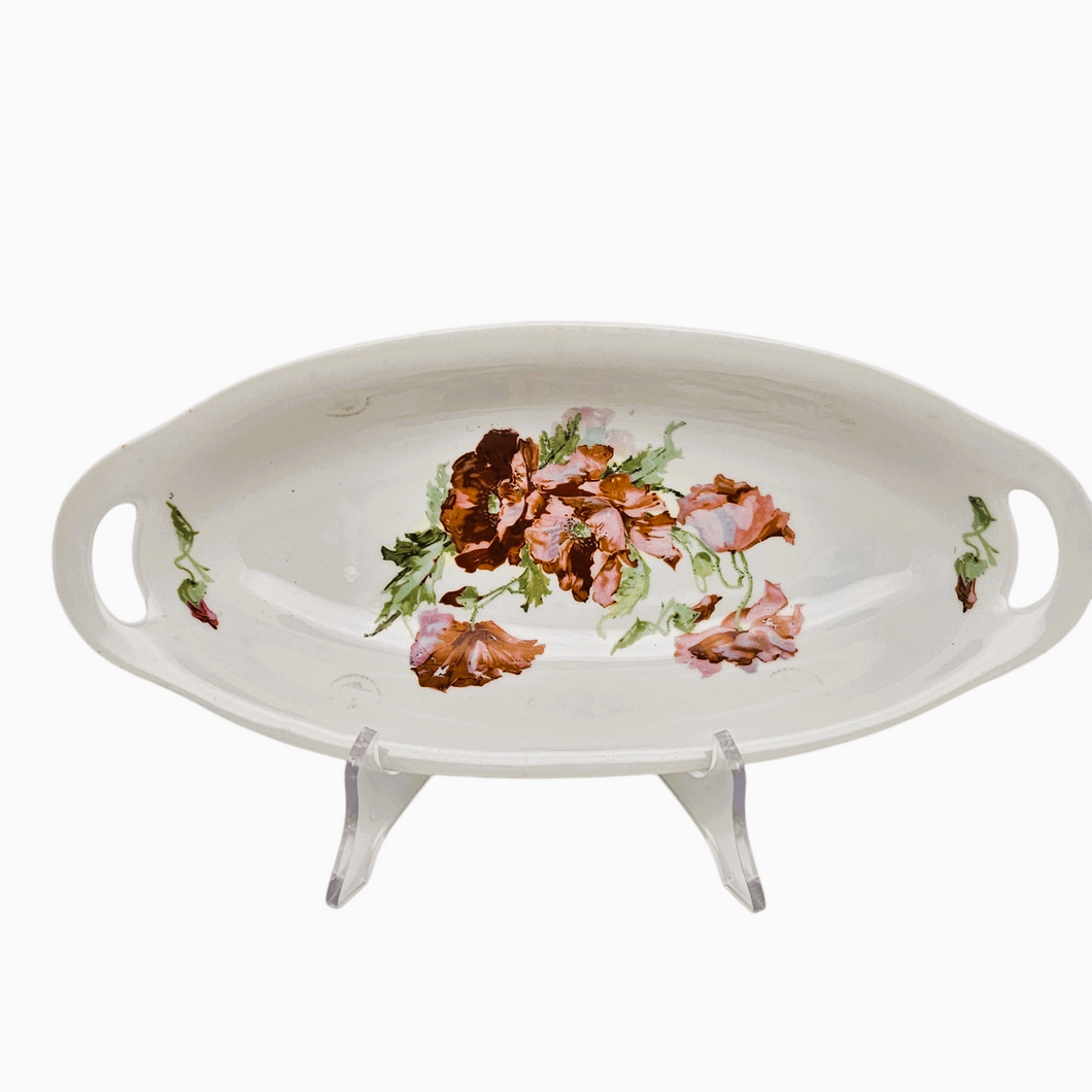 Plat aux pavots en porcelaine vintage